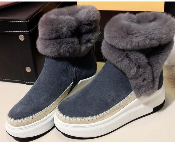 

boots 's hair winter fur one piece snow women's wool warm sports shoes, Black