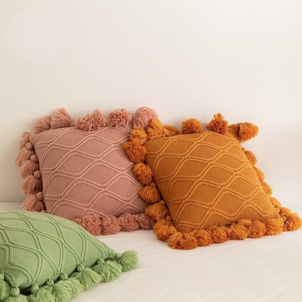 

cushion/decorative pillow corrugated tassel knitted car sofa chair cushion home soft accessories po props