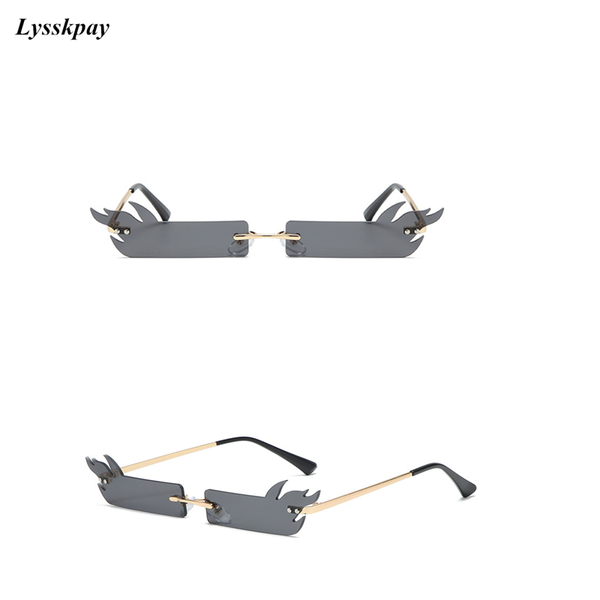 

sunglasses fashion flame women rimless classical alloy metal sun glasses men retro square sunglass fire shape eyewears, White;black