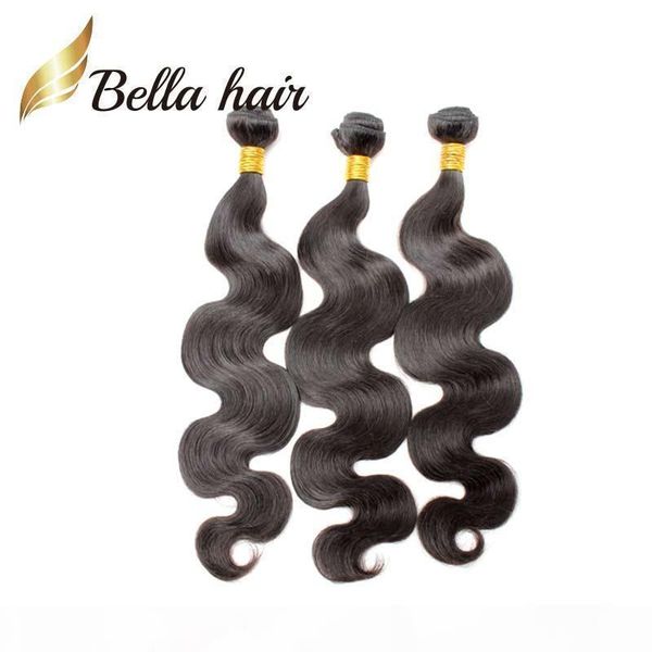 

bella hair 9a queen hair bundles 100% malaysian human hair extension natural color body wave wavy hair weft, Black