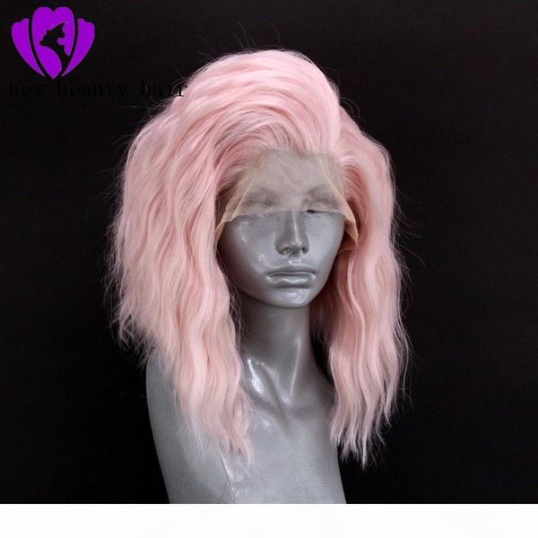 

short bob lace front wigs pink color loose wave wigs for black women heat resistant fiber synthetic lace frornt wig cosplay hair