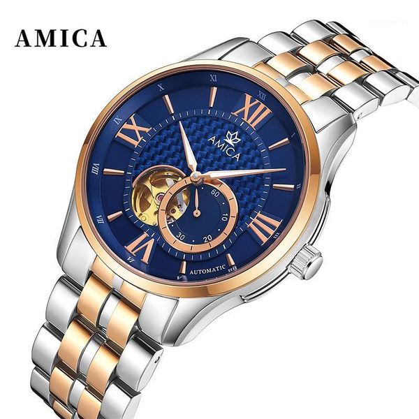 

men watch mechanical automatic sport stainless steel waterproof wristwatches, Slivery;brown
