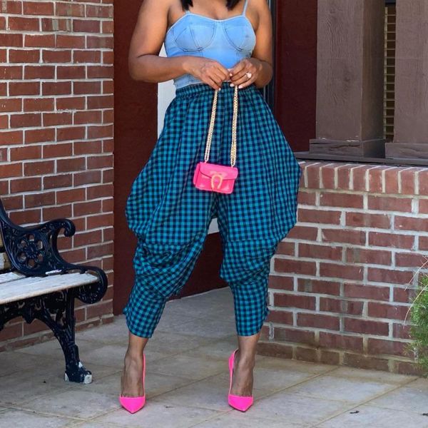 

women's pants & capris casual plaid print ankle sweatpants women bottoms summer spring elegant ladies high street wear fashion female 2, Black;white