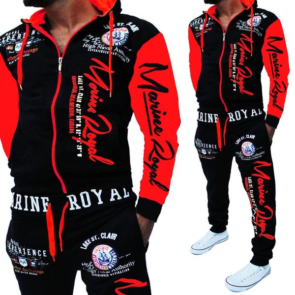 

men tracksuit 2 piece and pants mens sweat suits set letter print plus size jogger sets for men clothing, Gray