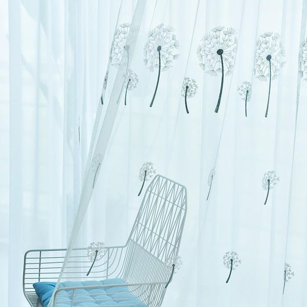 

curtain & drapes pastoral yarn dandelion white gauze with transparent