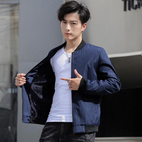 

men's jackets plush jacket 2021casual loose thickened mens and coats korean slim fit young coat, Black;brown