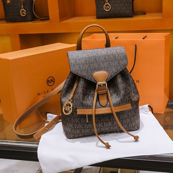 

small mk2021 new large capacity backpack fashion commuter travel schoolbag old flower handbag trendy