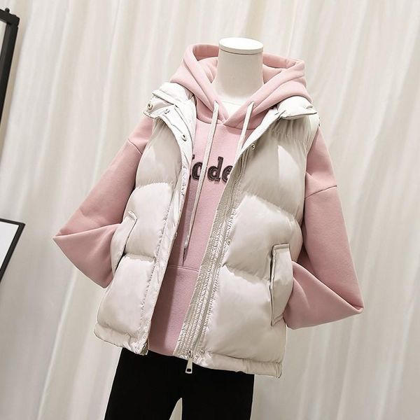 

women's vests short down cotton vest early autumn style korean student outer wear padded jacket waistcoat, Black;white