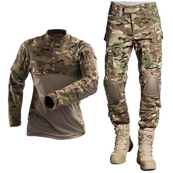 

hunting sets hiiking painball army t-shirt men long sleeve camouflage tactical shirt hunt combat multicam camo t