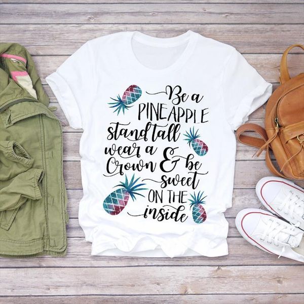 

men beach letters 90s mens t shirts printed summer pineapple fruit camisa ladies graphic female tee, White;black