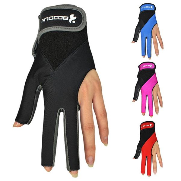 

wrist support 1 pcs pool cue gloves billiard three cut left hands accessories for women and men, Black;red