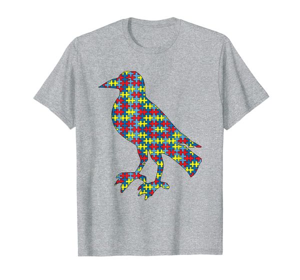 

chough autism awareness kids bird crow puzzle day mom gift t-shirt, White;black