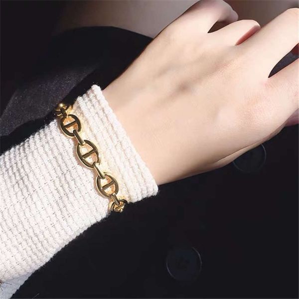 

hbp fashion ins wind pig nose chain opening adjustable bracelet metal texture korean simple personality trend, Silver