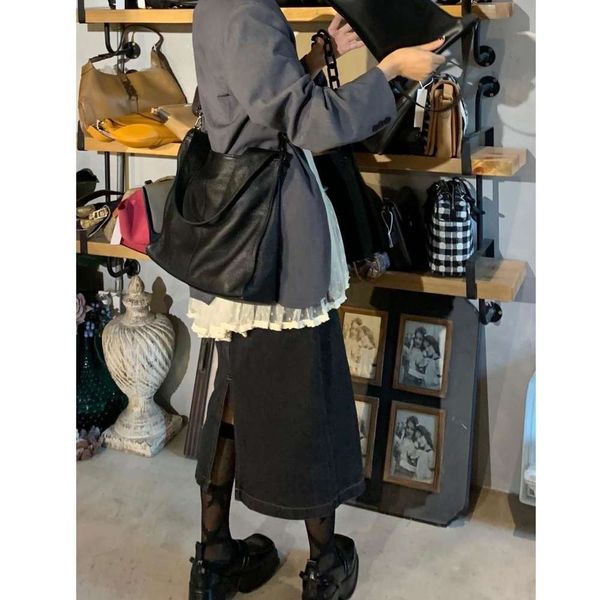 

large mm waist adjustable denim half length women's dress middle skirt slit straight tube back autumn fat sister, Black