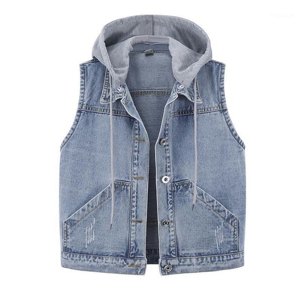 

women's jackets 2021 loose waist coat jacket ladies plus size s-5x spring and autumn nine-point sleeveless denim, Black;brown