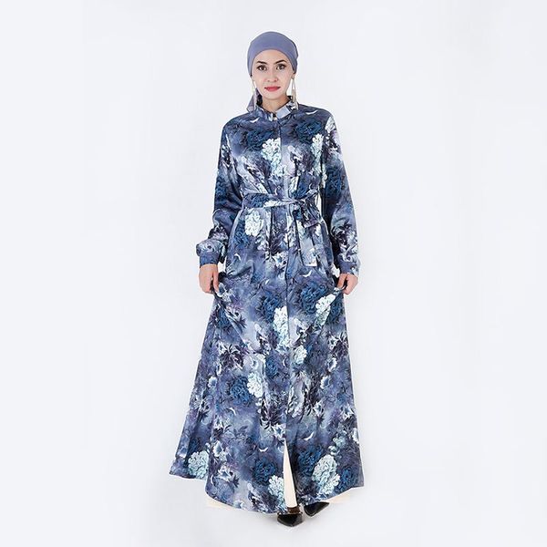 Ethnische Kleidung Dubai Abaya Türkei Hijab Kleid für Frauen Mode Stereo Druck Marokkanischer Muslim Islamische Langarm Maxi