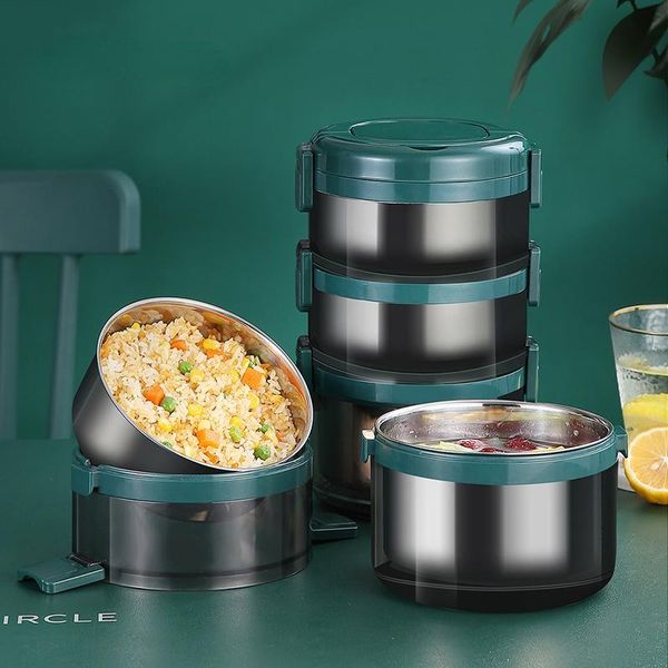 

dinnerware sets japanese leak-proof lunch box 18/8 stainless steel bento for kids school thermal container kitchen