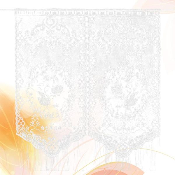 

120x130cm white swan tassel coffee curtain small curtain half warp knitted lace (white)