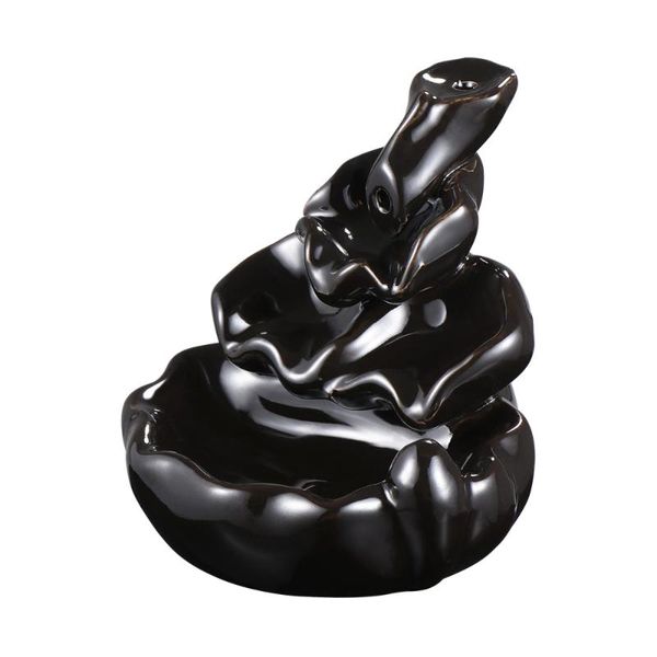 

fragrance lamps nuolux ceramic incense smoke cone burner backflow censer tower holder (black)