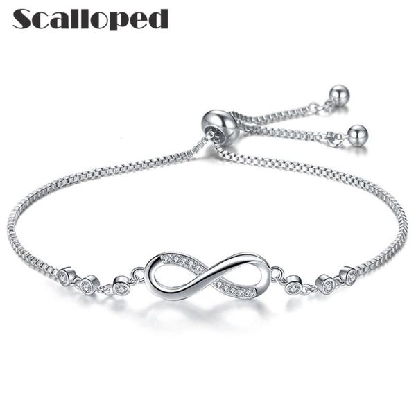 

charm bracelets scalloped trendy infinity tennis for women cubic zirconia fashion jewelry gifts, Golden;silver