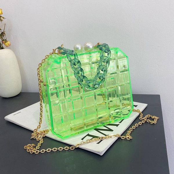 

evening bags clear acrylic jelly flap bag luxury trapezoid box transparent handle crossbody women fashion ice crack candy color handbag