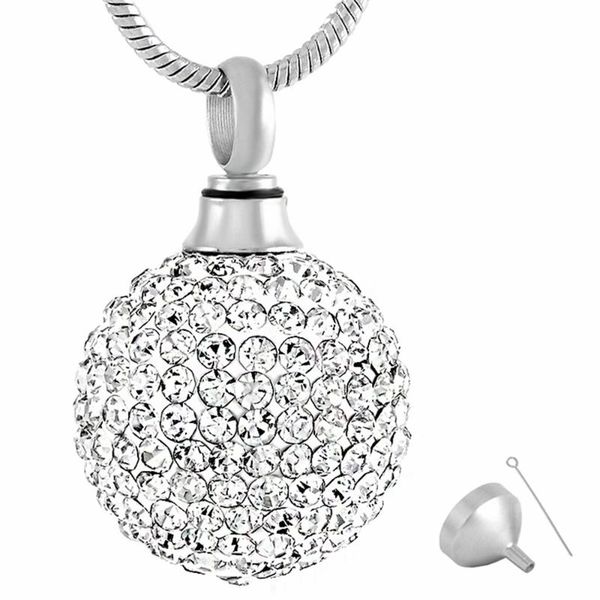 

pendant necklaces mjd8865 crystal ball urn memorial ash keepsake cremation jewellery & filling kit, Silver