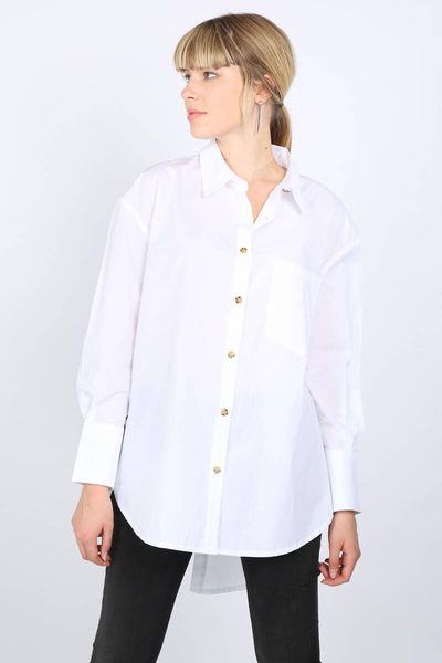 

women's blouses & shirts womens white slit-back oversized shirt
