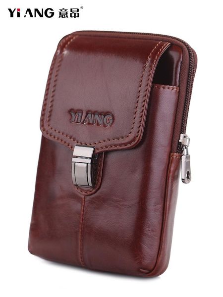 

waist bags genuine leather men's belt bag purse fanny pack for cell mobile/phone money pocket pouch men cowhide hip bum