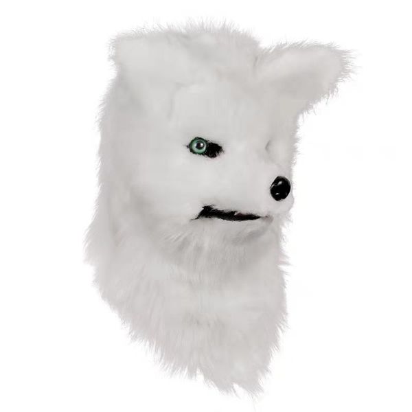 

costume accessories movable mouth fox head mask animal panda tiger husky orangutan artificial fur for halloween costumes party, Silver