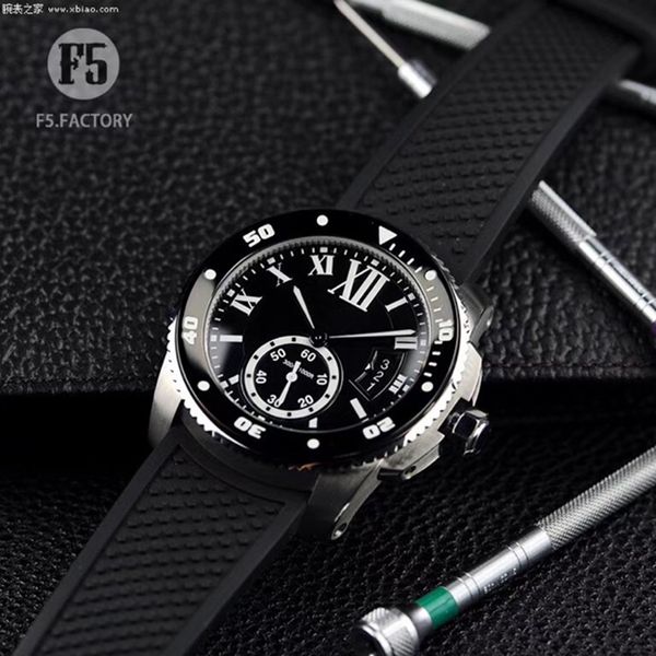 

f5.f 42x11mm luxury watch cal.1904-ps automatic mechanical movement ceramic luminous ring mouth 316 fine steel case imported natural rubber, Slivery;brown