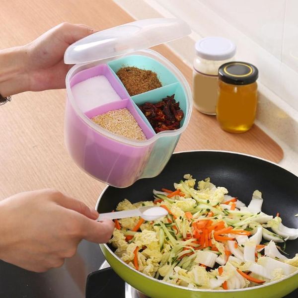 

storage bottles & jars multi grids apple seasoning bottle box organizer home kitchen utensil