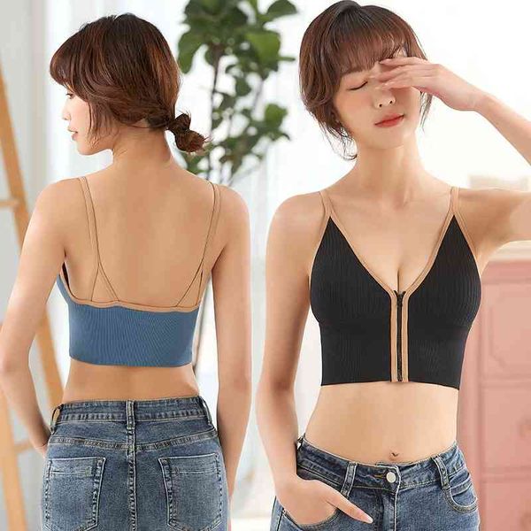 

front zipper deep v no steel ring chest wrapping breathable gathering and closing breast, beautiful back, strapless, sports underwear,, Red;black