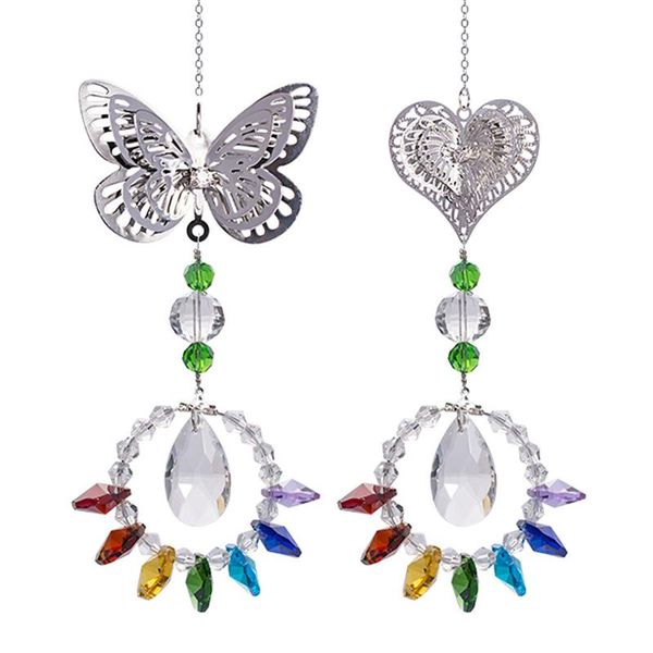 

decorative objects & figurines octagonal beads ring crystal decoration pendant diy outdoor color garden wind chime gifts ornament