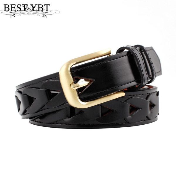 

belts ybt women belt trend hollow imitation leather solid color casual decoration, Black;brown
