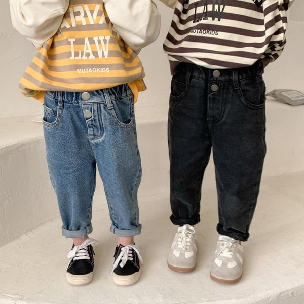 

jeans 2021 spring arrival girls fashion denim pants kids korean design trousers for, Blue