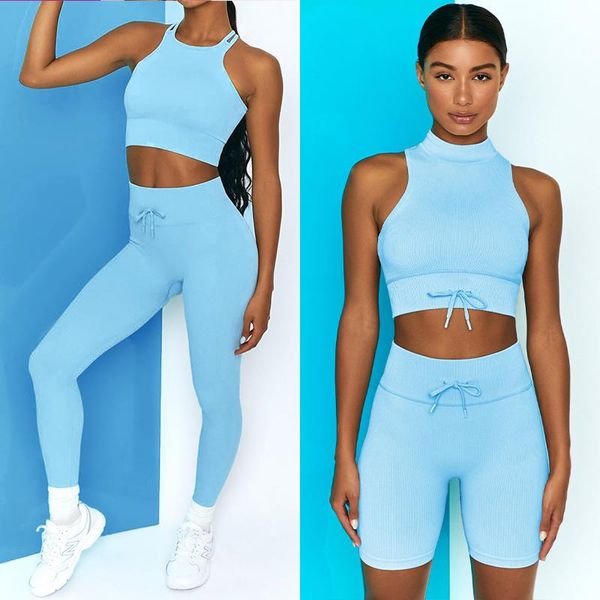 

yoga outfit seamless set women two piece crop long sleeve shorts sportsuit high waist leggings workout fitness wear