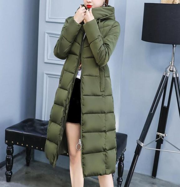 

winter 2021 new women's dress korean version of the long overlap-thickened down cotton coat, Black