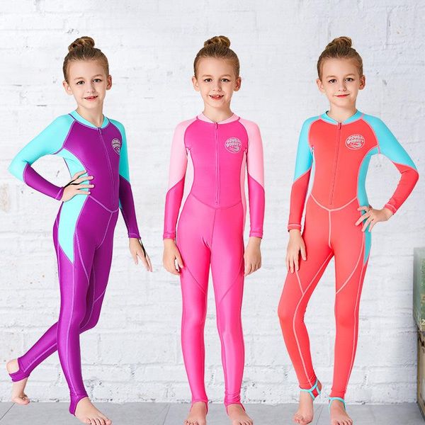 

fins & gloves 2021 latset hisea children's wetsuits thin one-piece kids diving suit long-sleeved snorkeling surfing suits for girls 4co