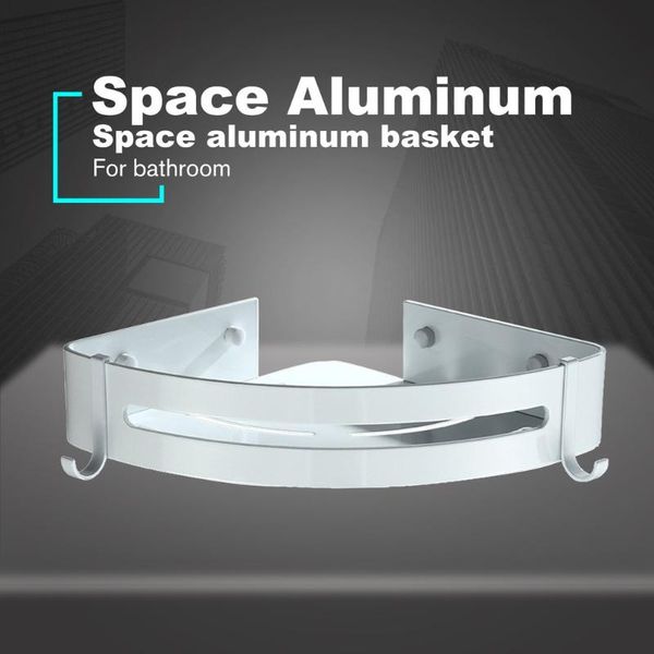 

bathroom shelves punching rack space aluminum single deck triangle square basket shelf shampoo storage organizer with hooks