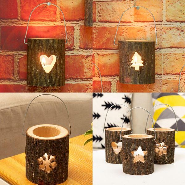 

wooden candlestick succulent plant pot tray candle holder table deskdecoration rustic wedding holiday decor
