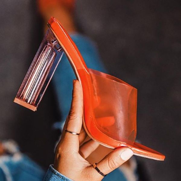 

dress shoes women sandals transparent heels woman high heel pvc clear jelly pumps summer female open toe slippers, Black