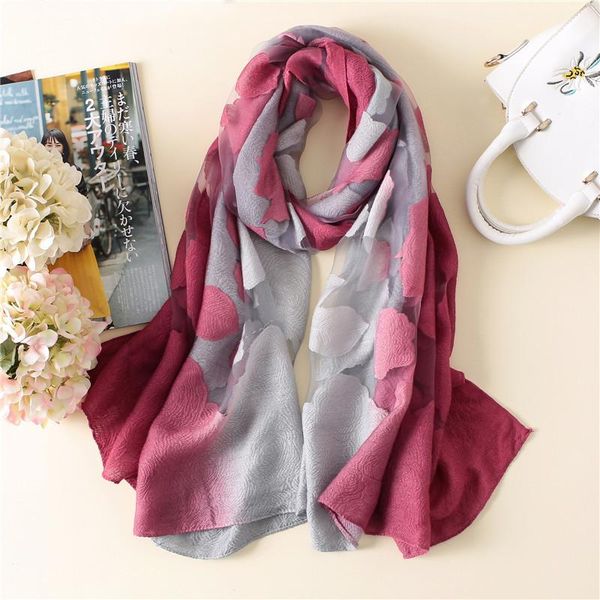 

scarves silk oversize lace hollow rose gradatio color wraps scarf female long bandanna shawl women hijab ladies, Blue;gray