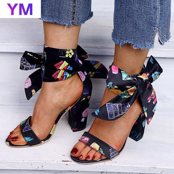 

sandals 2021 est style women super high square heel summer casual butterfly-knot&flower decoration peep toe sandals43, Black