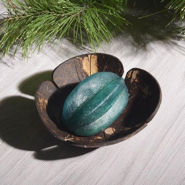 

wooden coconut soap dish case holder wash shower bathroom accessories.