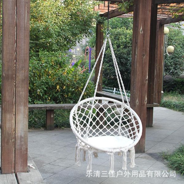 

nordic style round hammock outdoor indoor dormitory bedroom hanging chair for child swinging single safety hammock white