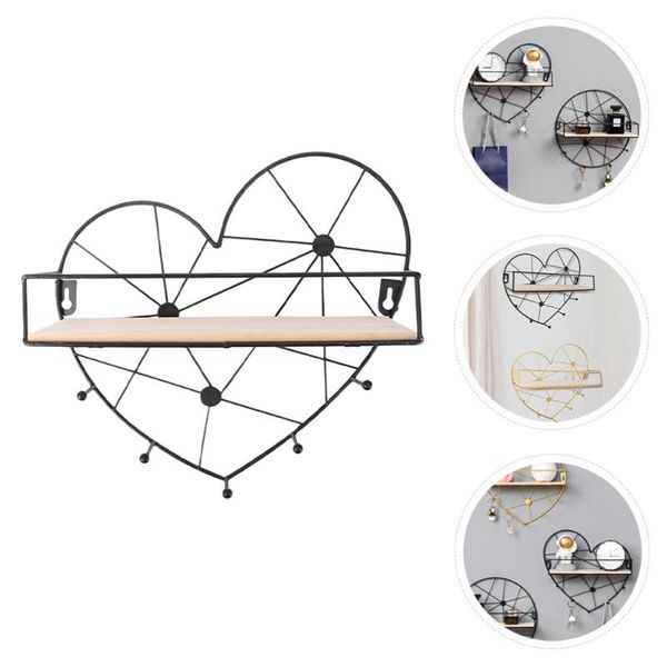 

hooks & rails 1pc wrought iron hook wall shelf decoration (black)
