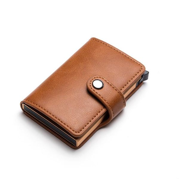 Portafogli Hasp PU Leather Casual Card Holder Protector Smart RFID Custodia in alluminio Slim Uomo Donna Borsa Portafoglio