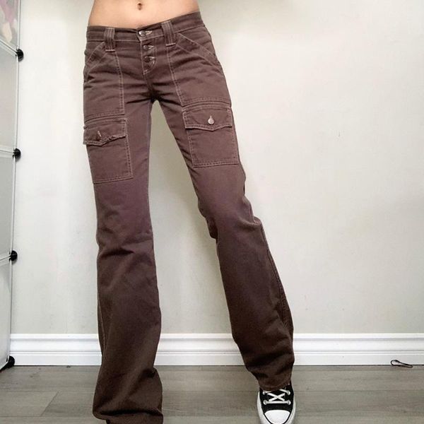

women's jeans 90s autumn costume causal denim pants distressed ripped hole women pocket high waist straight trousers, Blue