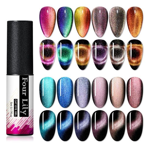 

nail gel four lily 5ml cat magnetic auroras polish chameleon magic 3d glitter soak off, Red;pink