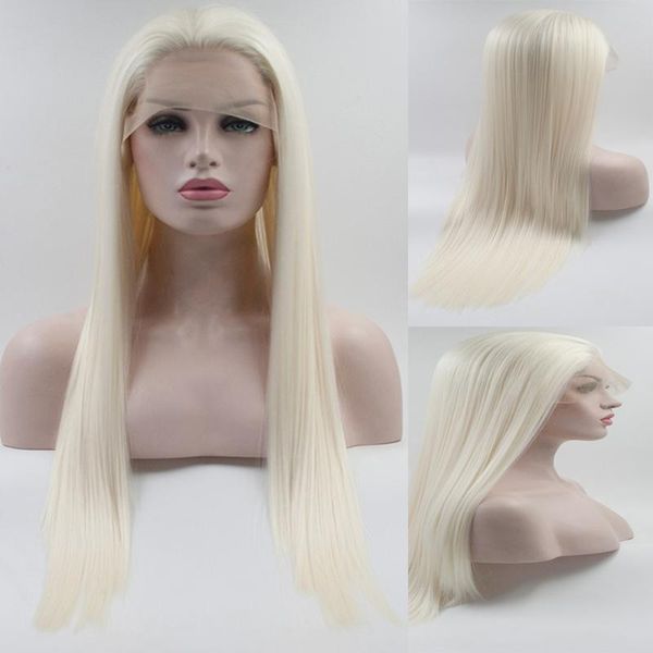

synthetic wigs long straight white lace front wig for women with baby hair 26inch natural hairline pre plucked cosplay, Black